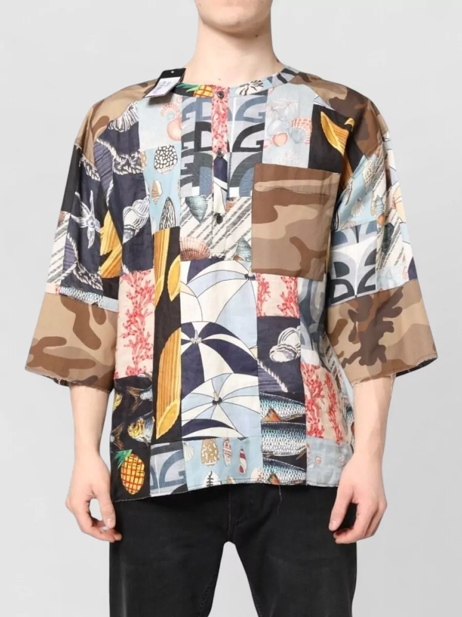 Dolce&Gabbana silk patchwork short-sleeve shirt