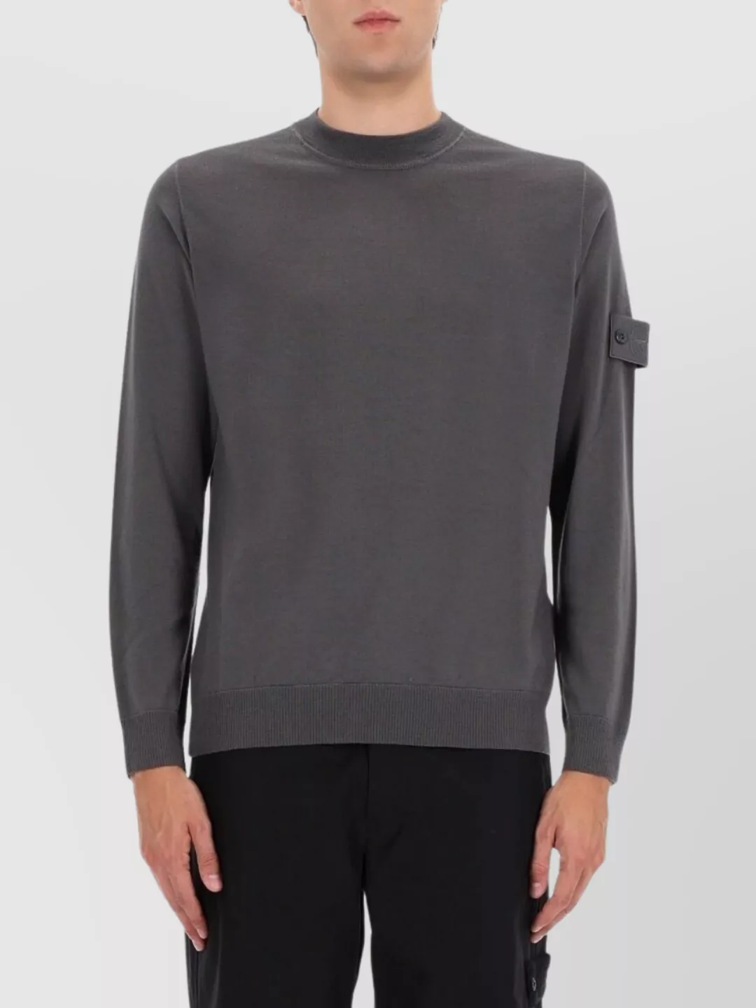 Stone Island Crew Neck Long Sleeve Ribbed Sweater