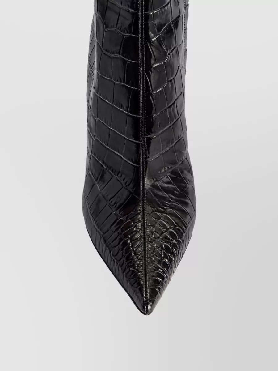 Paris Texas Crocodile-Effect Leather Ankle Boots