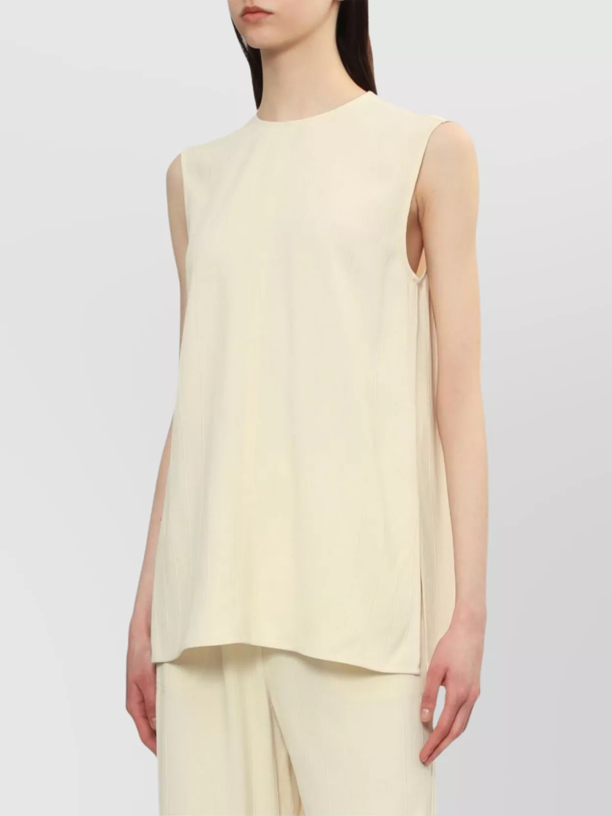 Totême Round Neckline Sleeveless Top With Side Slits