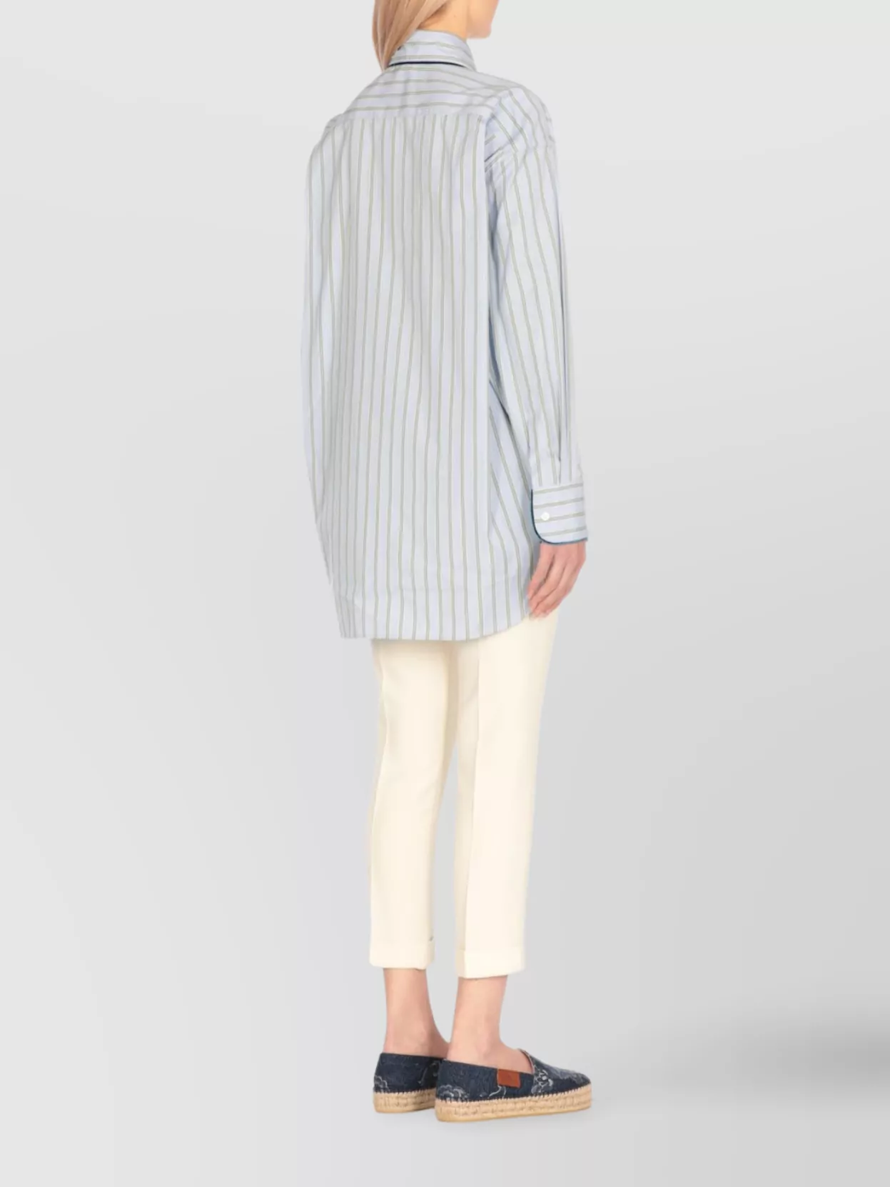 Etro Striped Pattern Shirt Asymmetric Hem In Blue