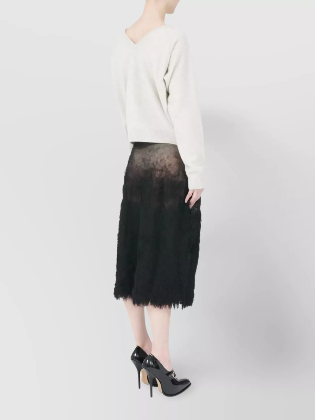 Maison Margiela V Neck Sweater With Long Sleeves And Ribbed Cuffs