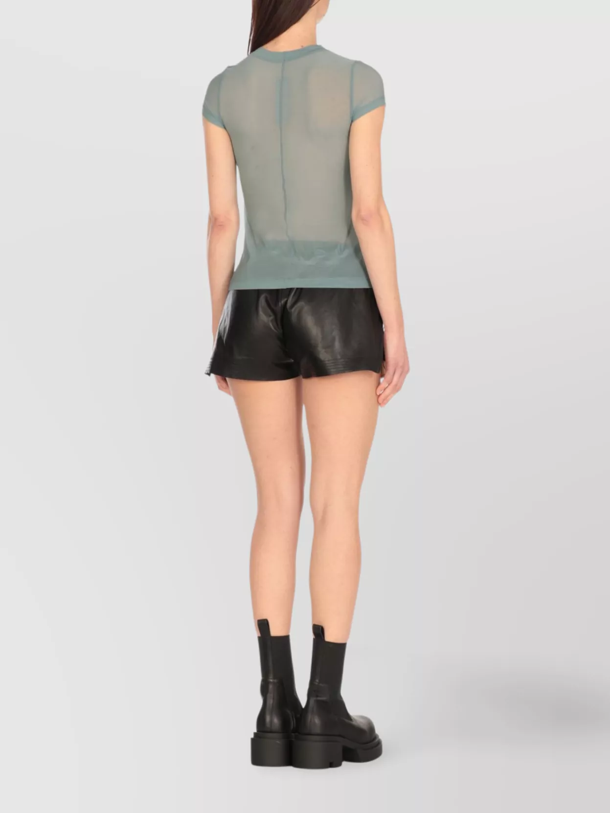 Rick Owens Crew Neck Sheer Fabric Stretchy Top
