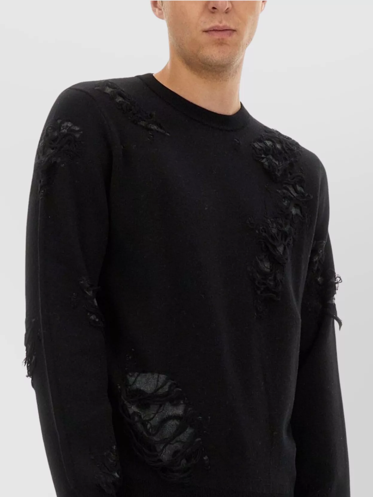 Mm6 Maison Margiela Crew Neck Distressed Sweater