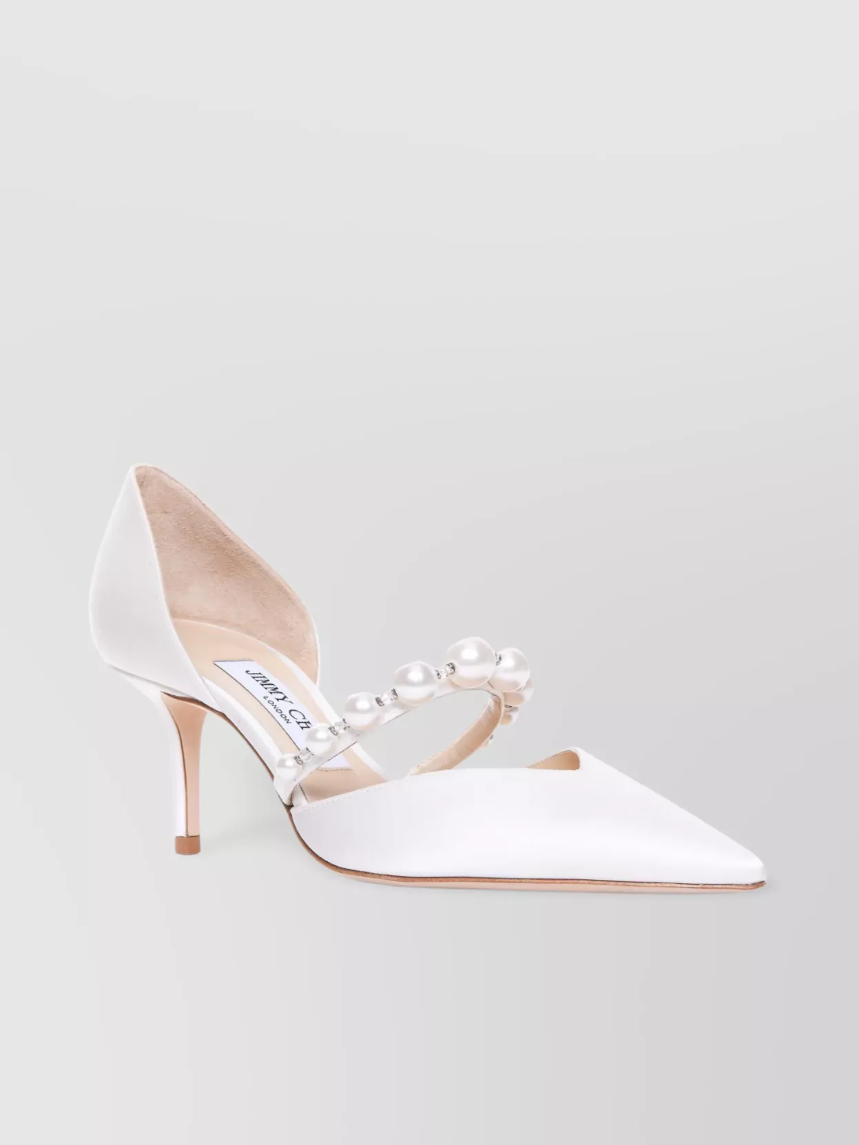 Jimmy Choo High Heel Pumps Pearl Embellishments In White
