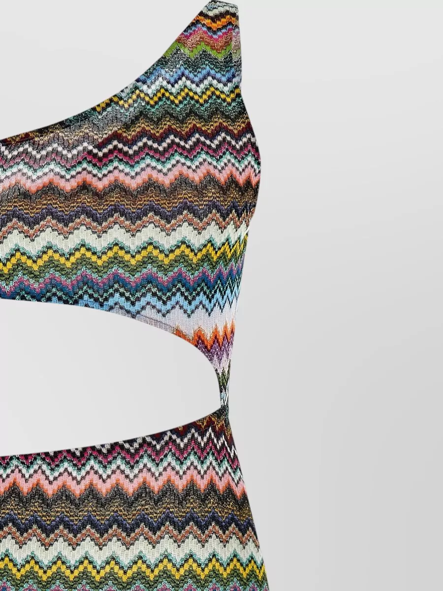 Missoni One Shoulder Knit Dress Zigzag Detail
