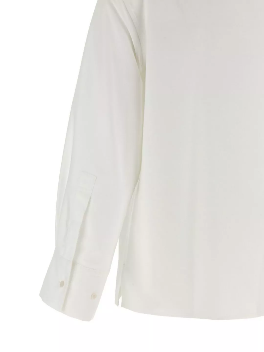 Darkpark Structured Collar Cotton Shirt With Long Sleeves And Side Slits In White