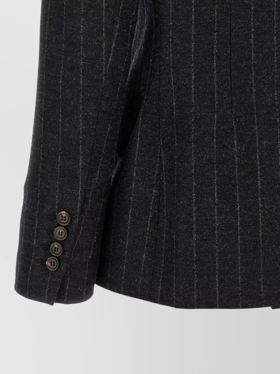 Brunello Cucinelli Wool Cashmere Pinstripe Double-Breasted Blazer