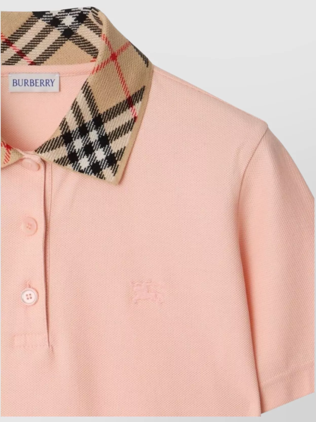Burberry Collared Check Ribbed Short Sleeves