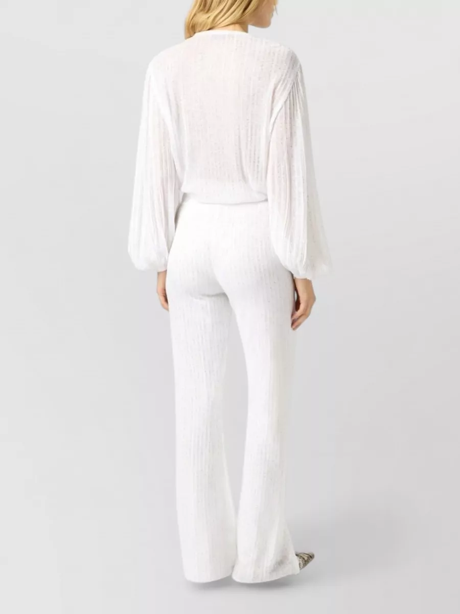 Missoni Flared Wide Leg Ribbed Glitter Sheer Trousers