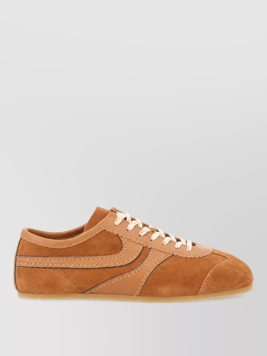 Dries Van Noten Suede Lace Up Sneakers Lightweight Rubber Sole