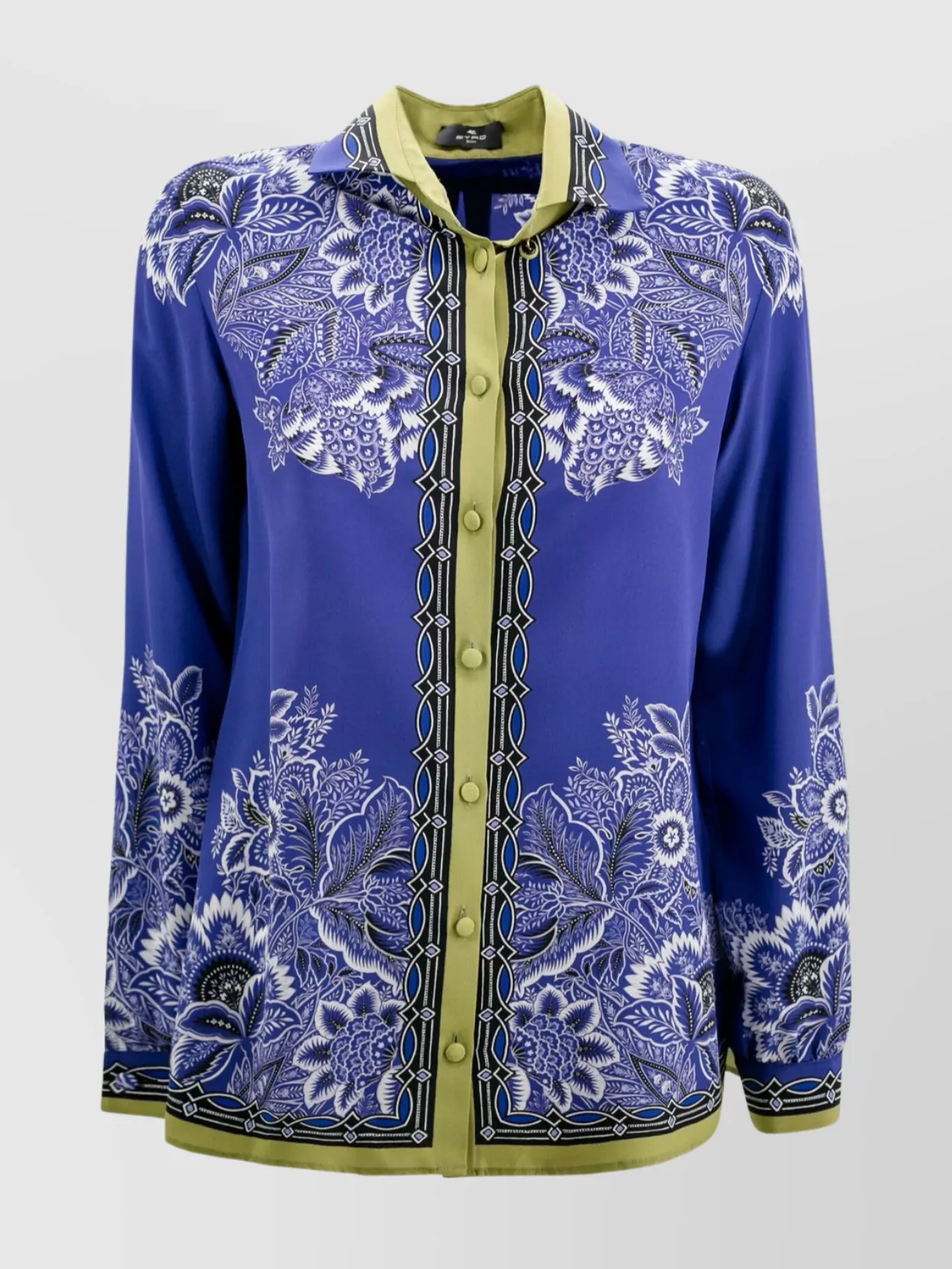 Shop Etro Silk Crepe De Chine Mandarin Collar Shirt