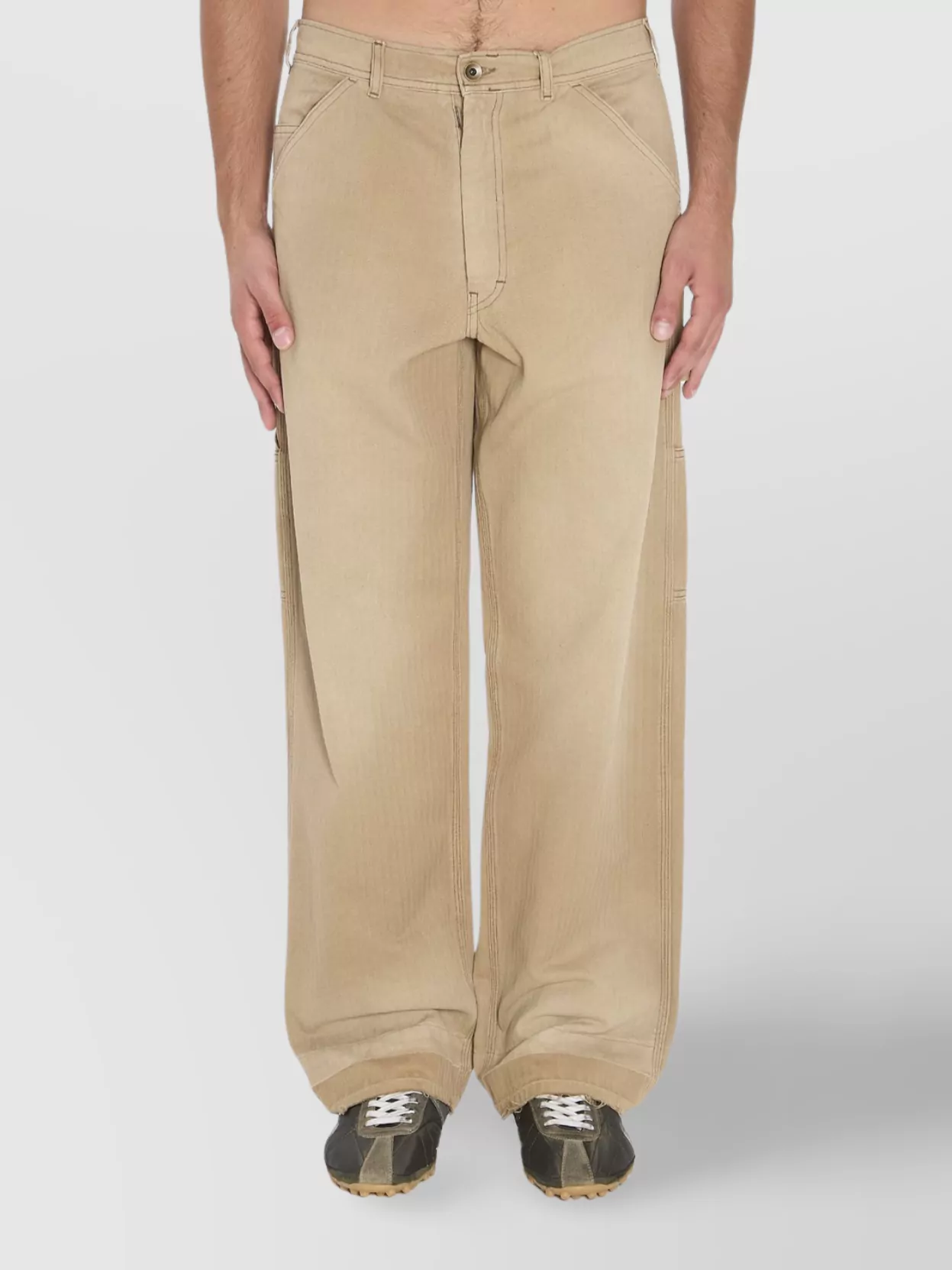 Maison Margiela Cargo Style Trousers Featuring Multiple Pockets In Nude