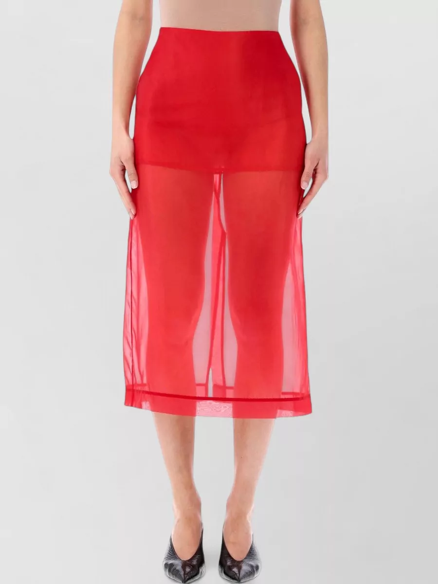 The Frankie Shop silk sheer high-rise midi skirt