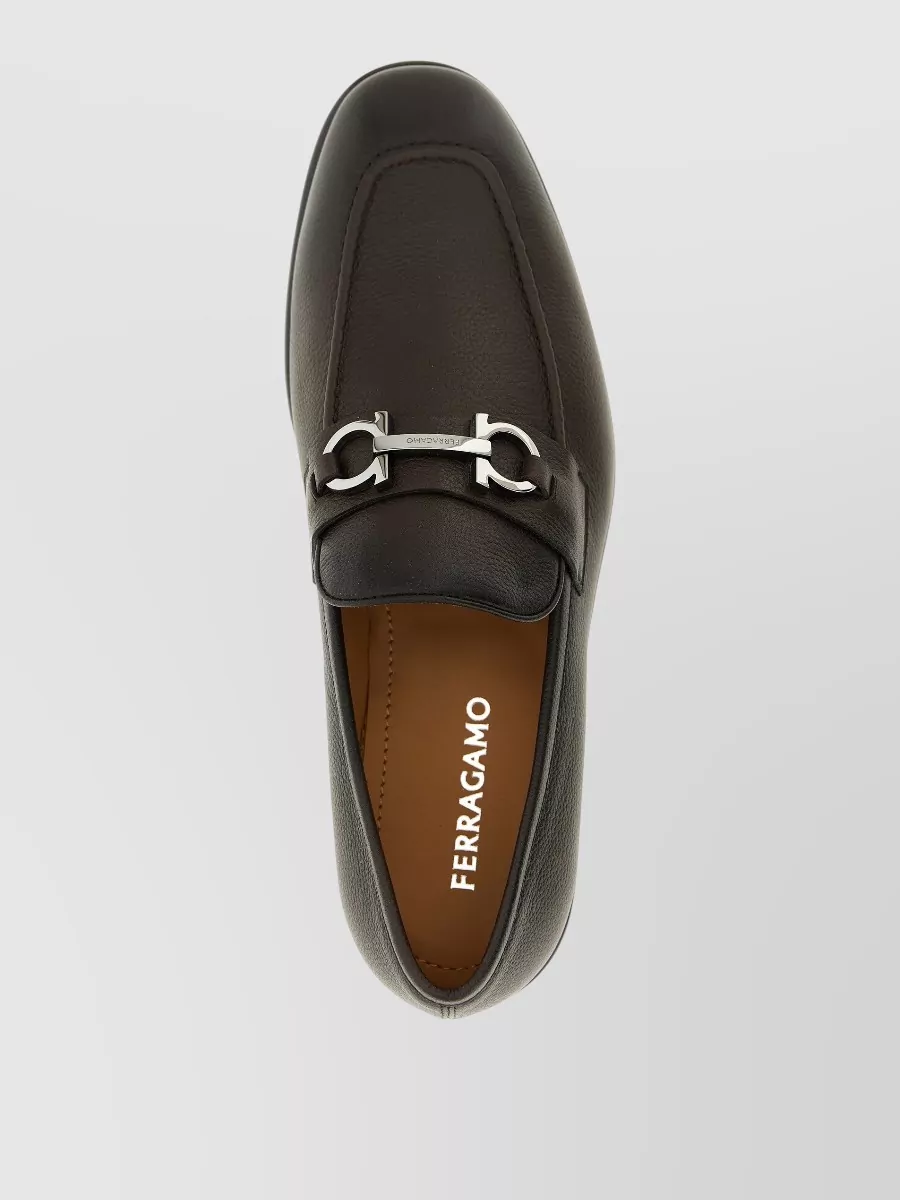 Ferragamo Foster Loafers Almond Toe Metallic Buckle