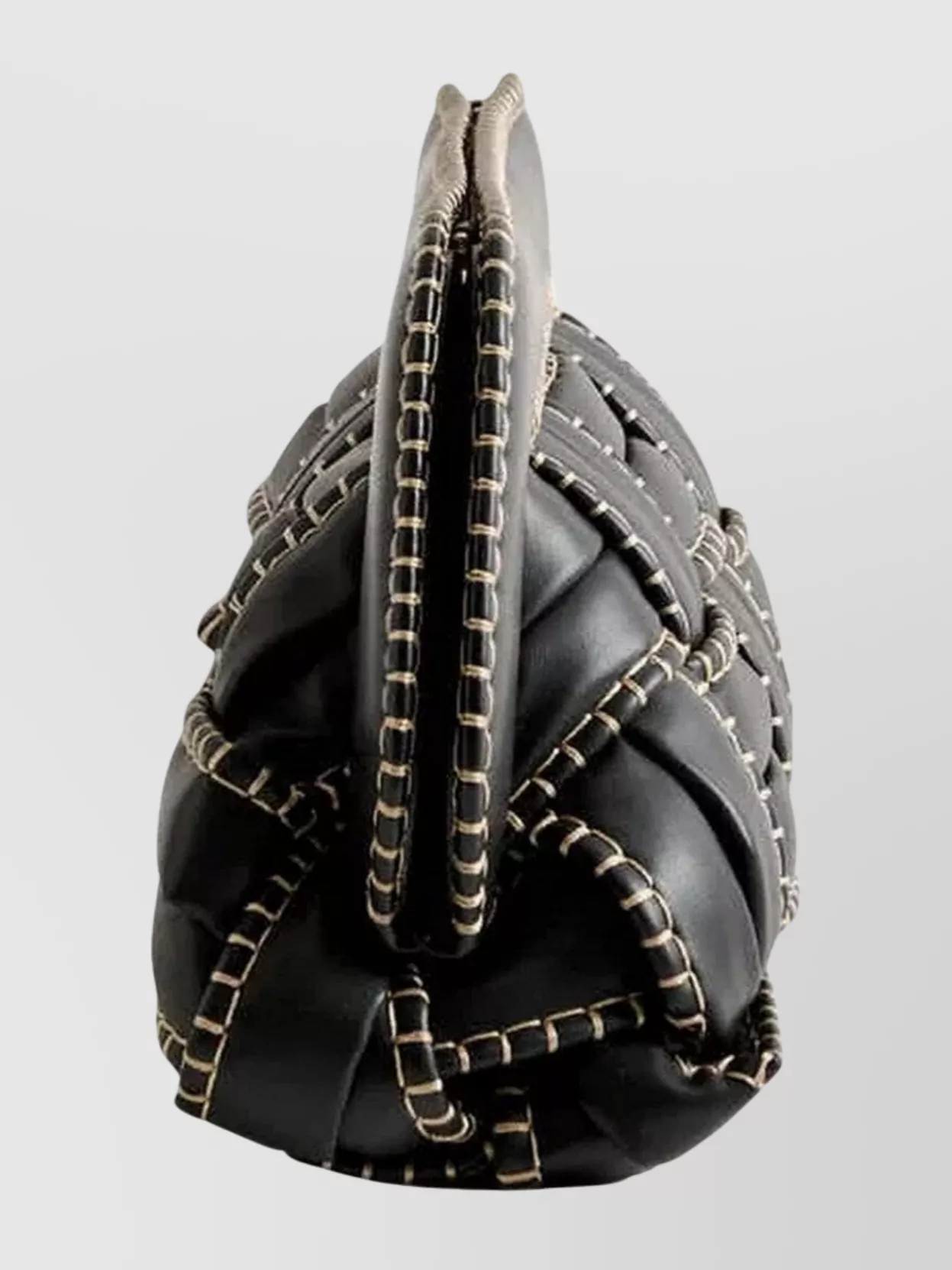 Themoiré Rectangular Woven Clutch Contrast Stitching