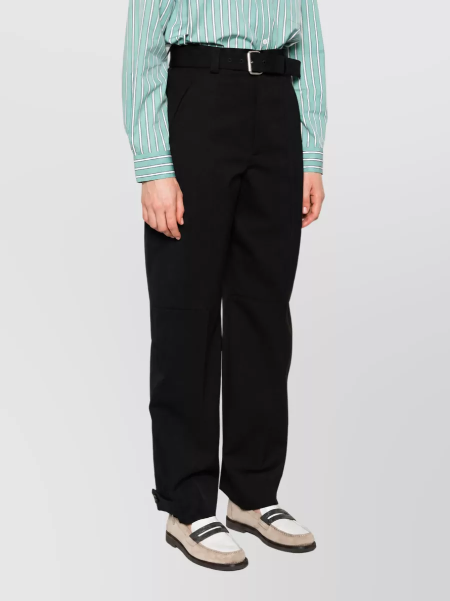Bottega Veneta High Waist Belt Detail Straight Leg Pants