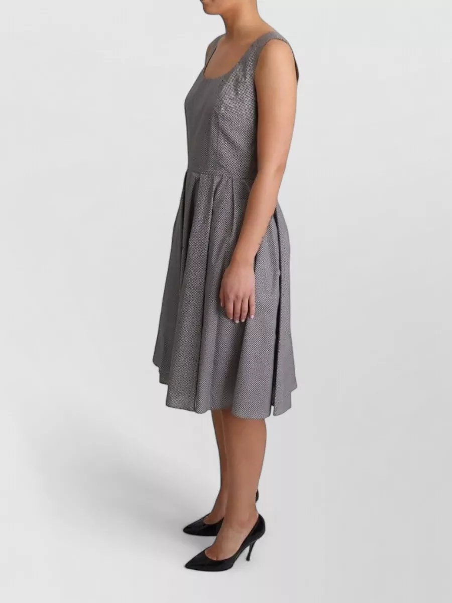 Dolce&Gabbana Cotton Geometric Pleated Knee-Length Dress