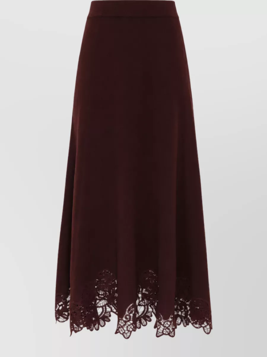 Zimmermann Wool Mid-Rise Midi A-Line Skirt