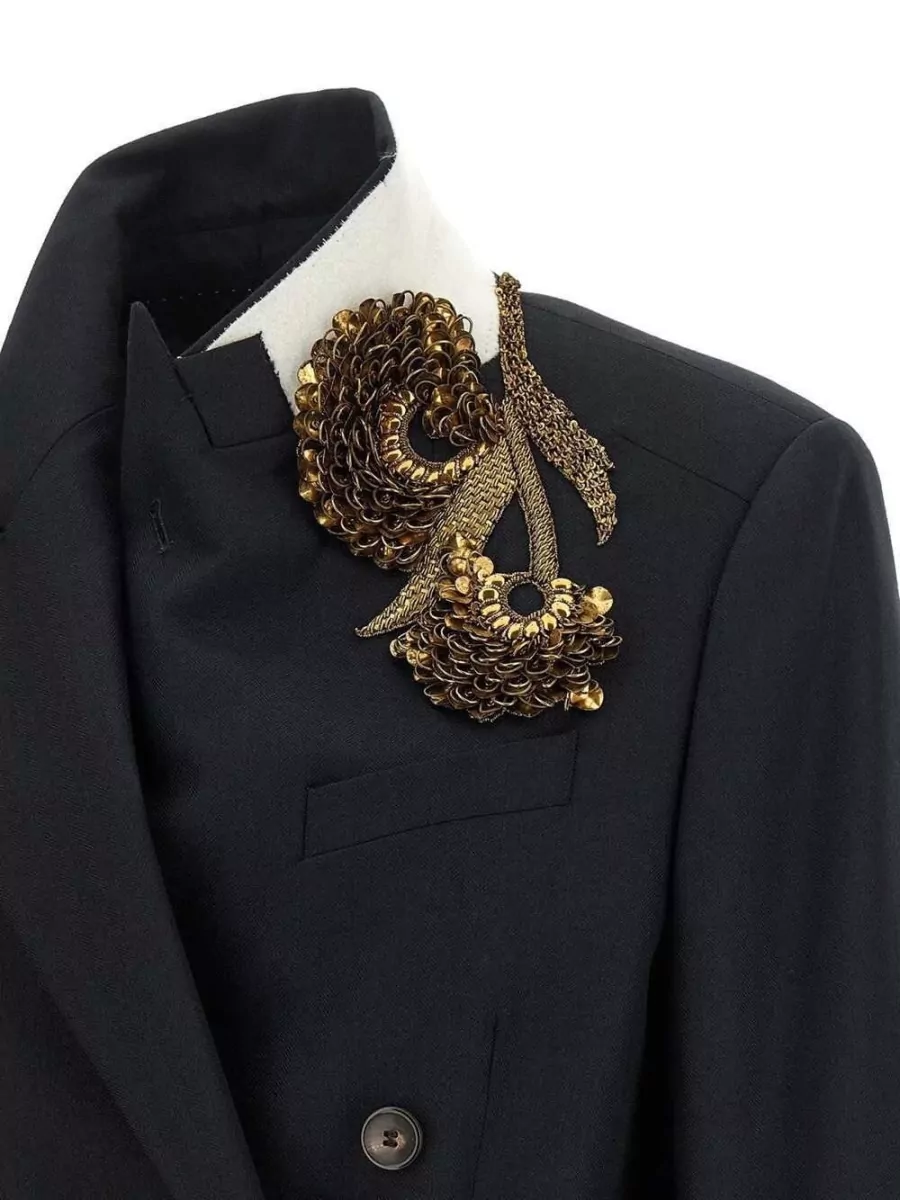Dries Van Noten Embellished Wool Double-Breasted Blazer