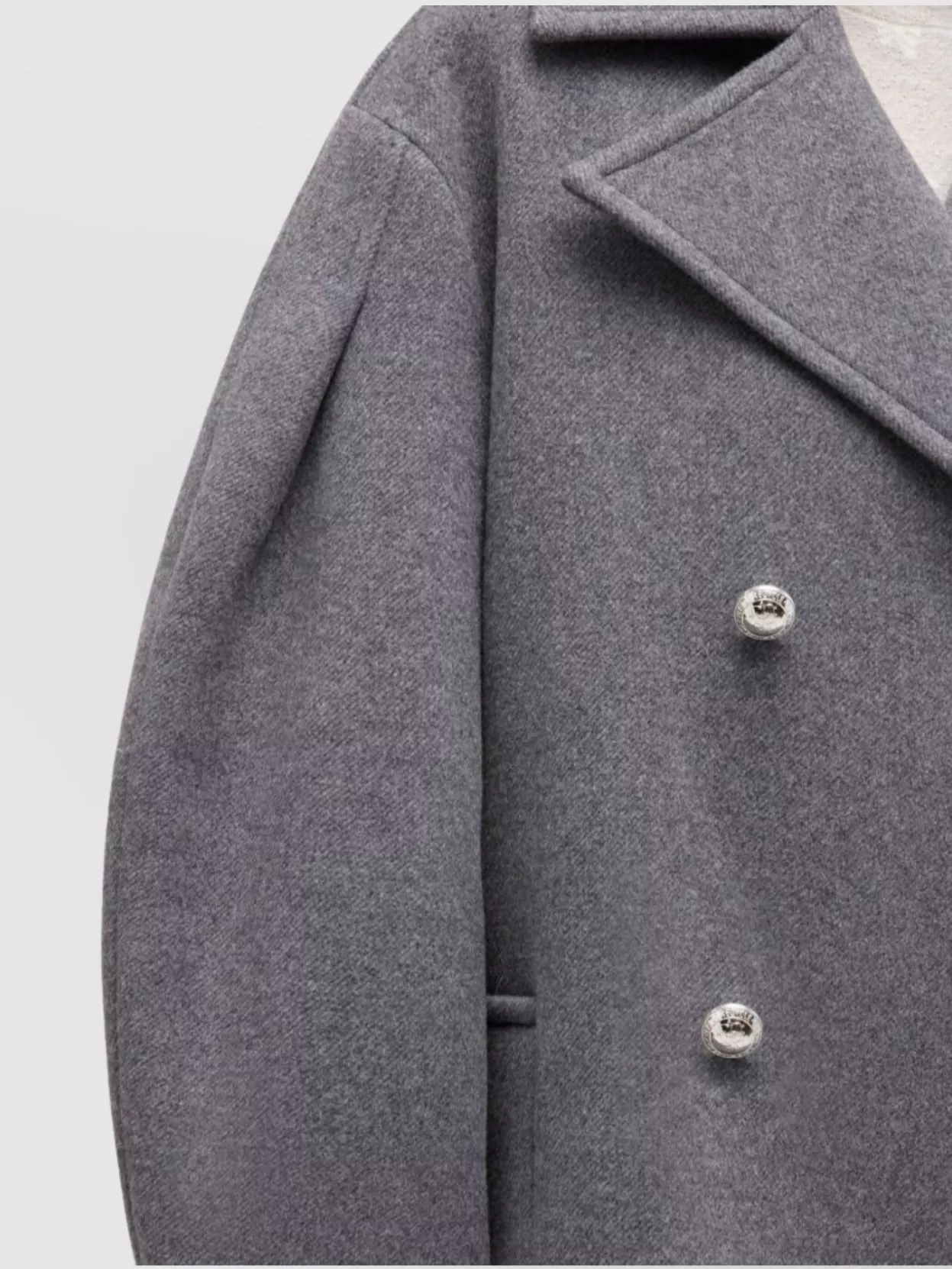 Ganni Double-breasted Oversized Coat Featuring Pockets In Gray