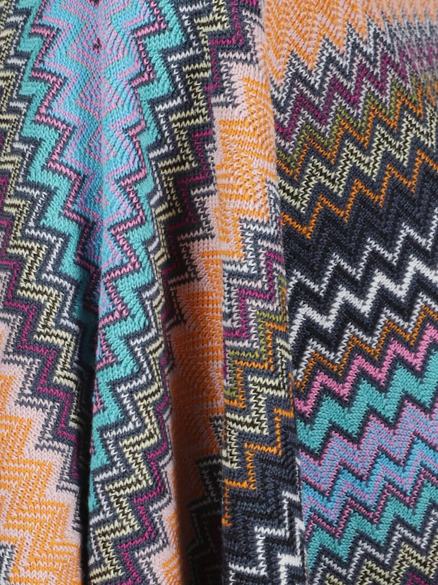 Missoni Fringed Poncho Zigzag Pattern