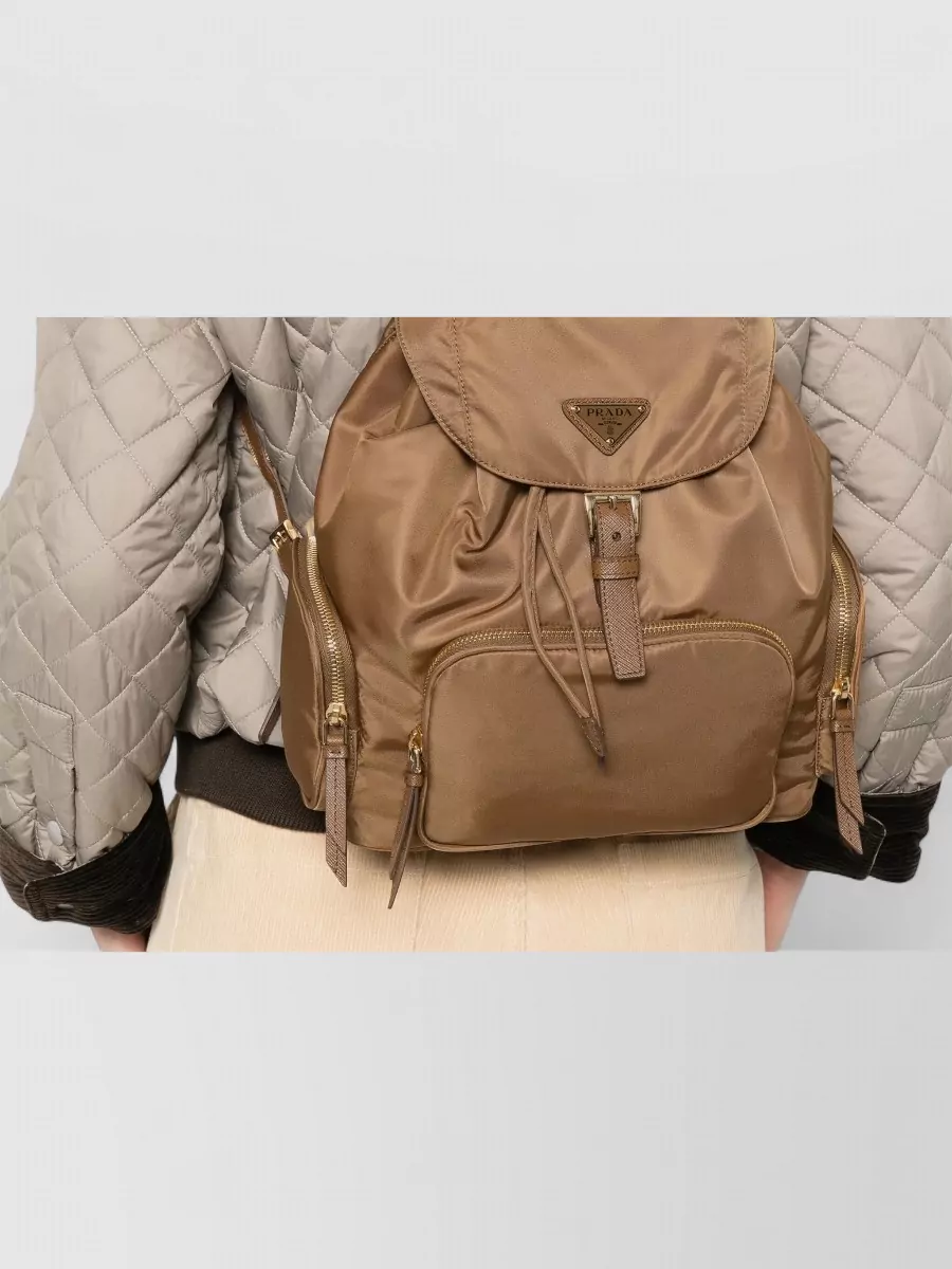 Prada Backpack Adjustable Straps Top Handle Zip Pockets