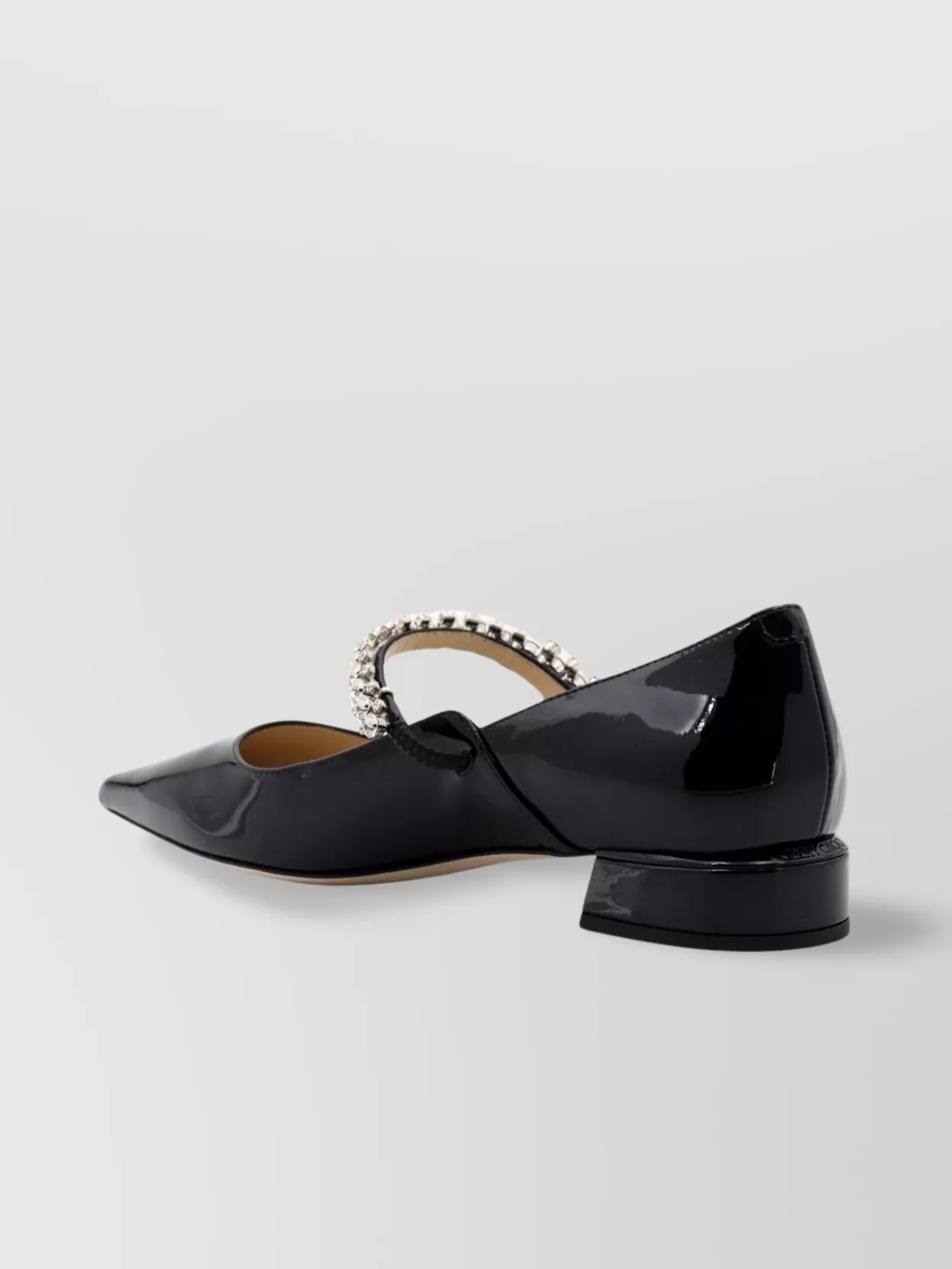 Jimmy Choo Black Ballet Flats With Crystals On Strap In Black