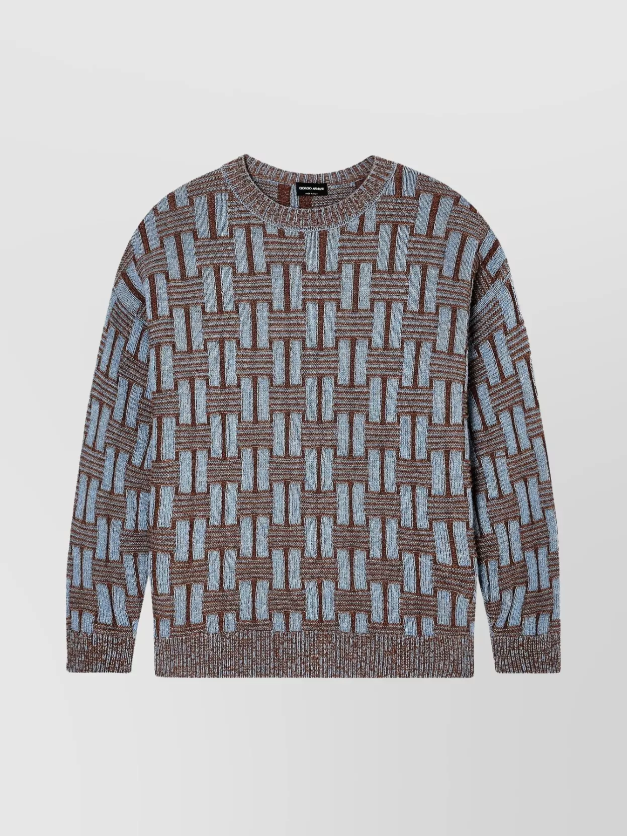 Giorgio Armani Crew Neck Geometric Pattern Sweater In Multi