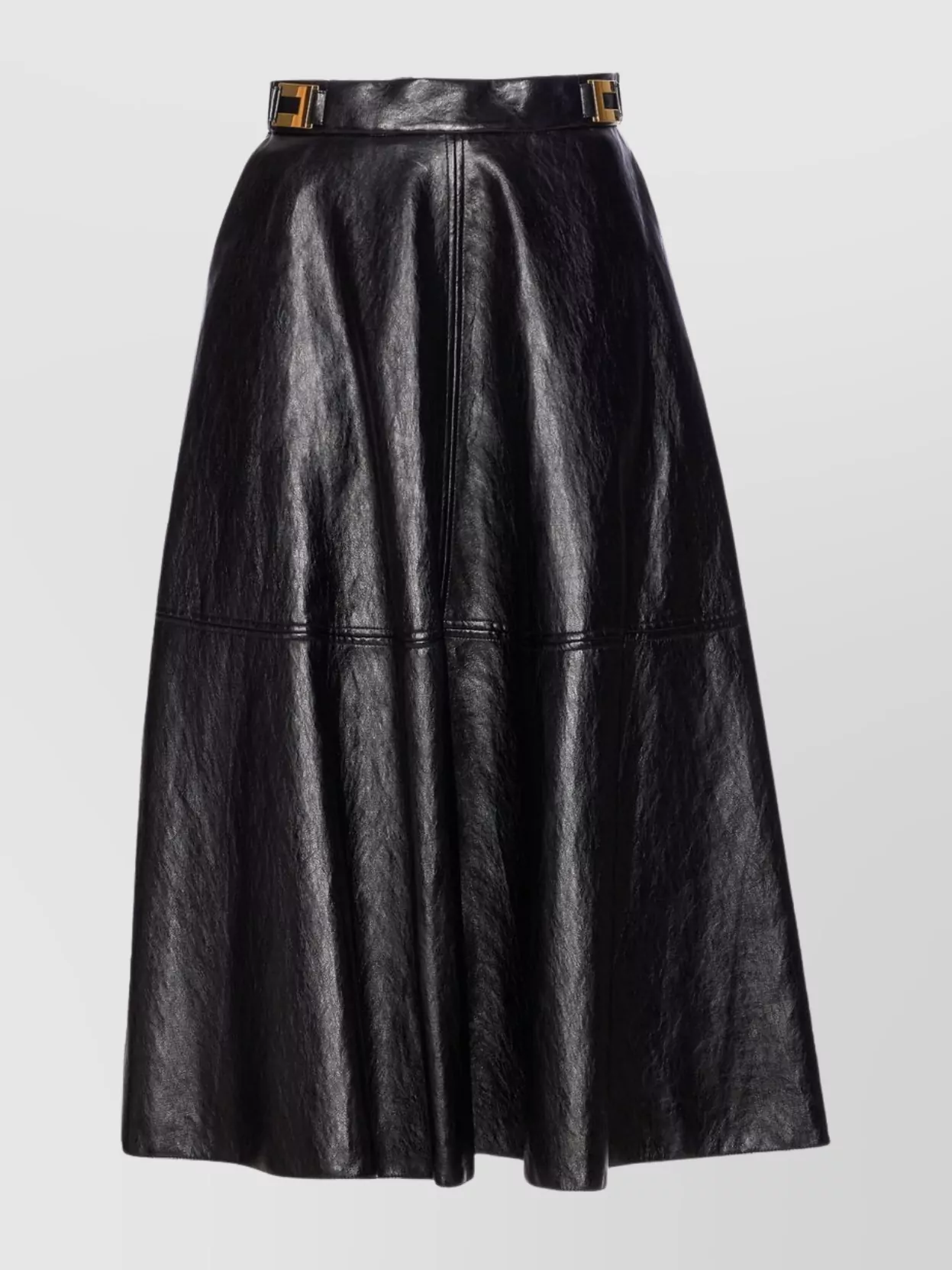 Elisabetta Franchi Leather-effect Belted Midi Skirt In Black