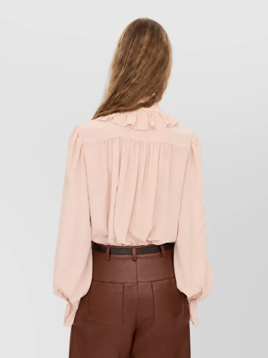 Chloé Silk Ruffled High-Neck Blouse
