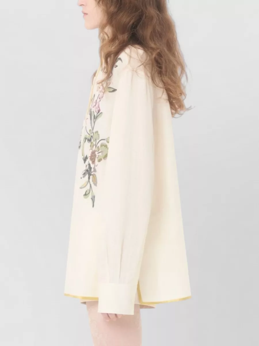 Valentino Garavani Embroidered Linen Long-Sleeve Shirt