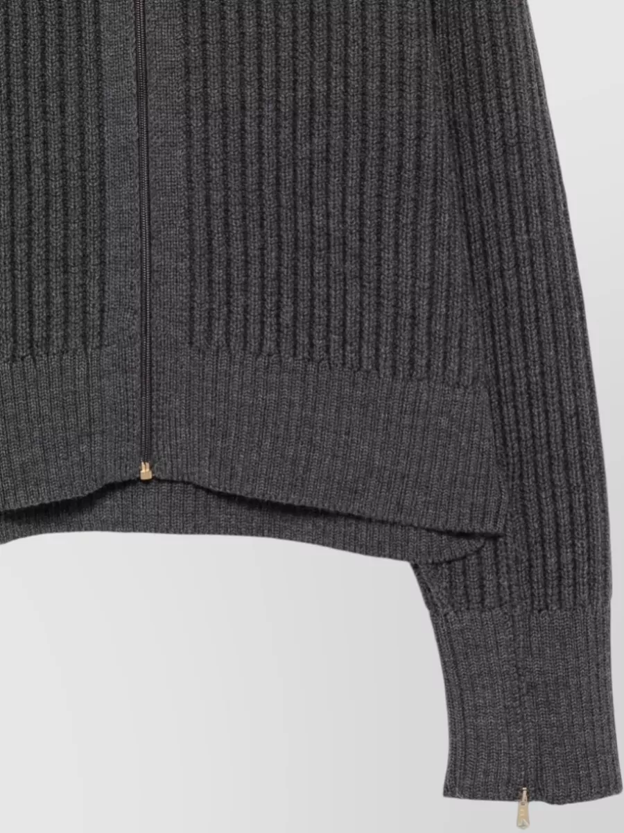 Paul Smith Wool Ribbed-Knit High-Neck Zip-Up Jacket