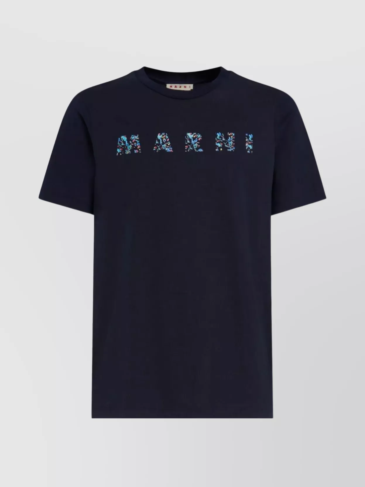 Shop Marni Floral Graphic Print Crew-neck T-shirt In Blue