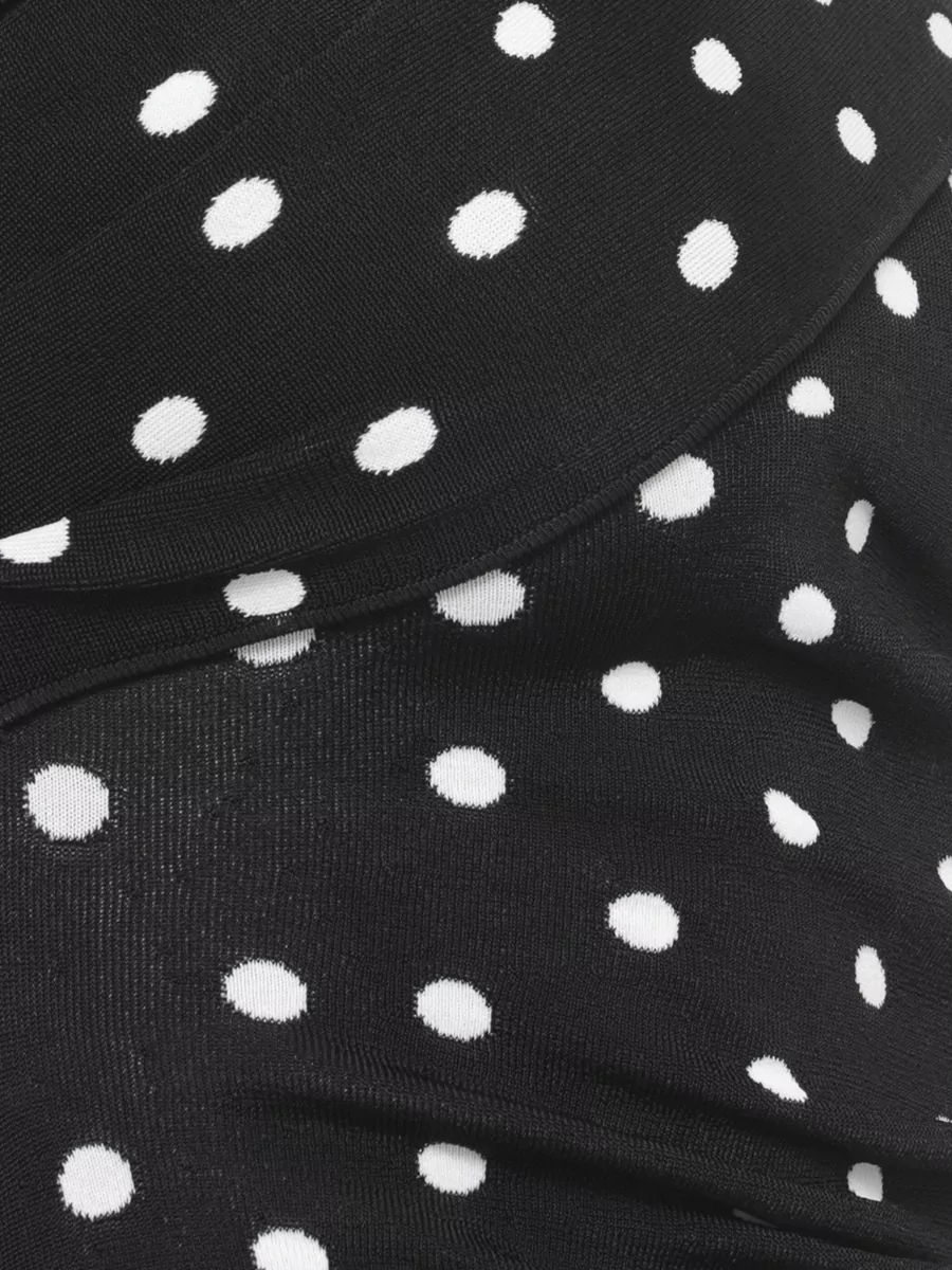 Self-Portrait One Shoulder Polka Dot Ruched Dress