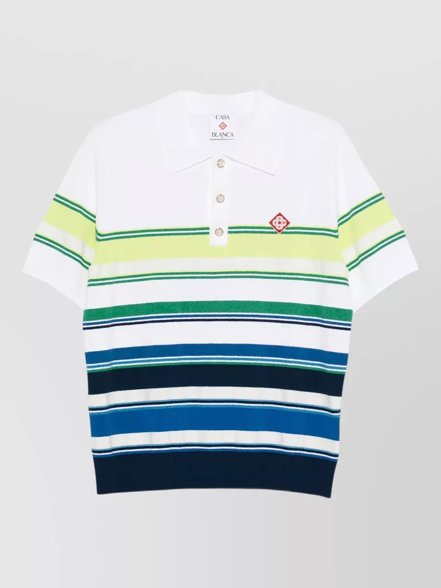 Casablanca striped short-sleeve polo shirt