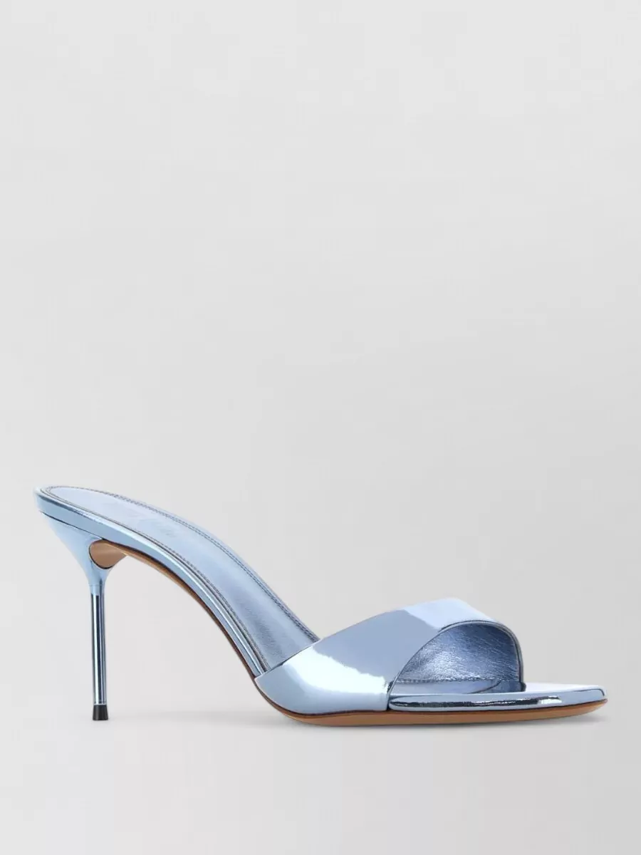 Paris Texas Lidia Leather Mules Stiletto Heel Metallic