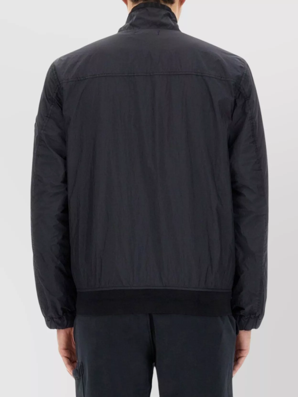 Stone Island High Collar Nylon Jacket With Elastic Cuffs