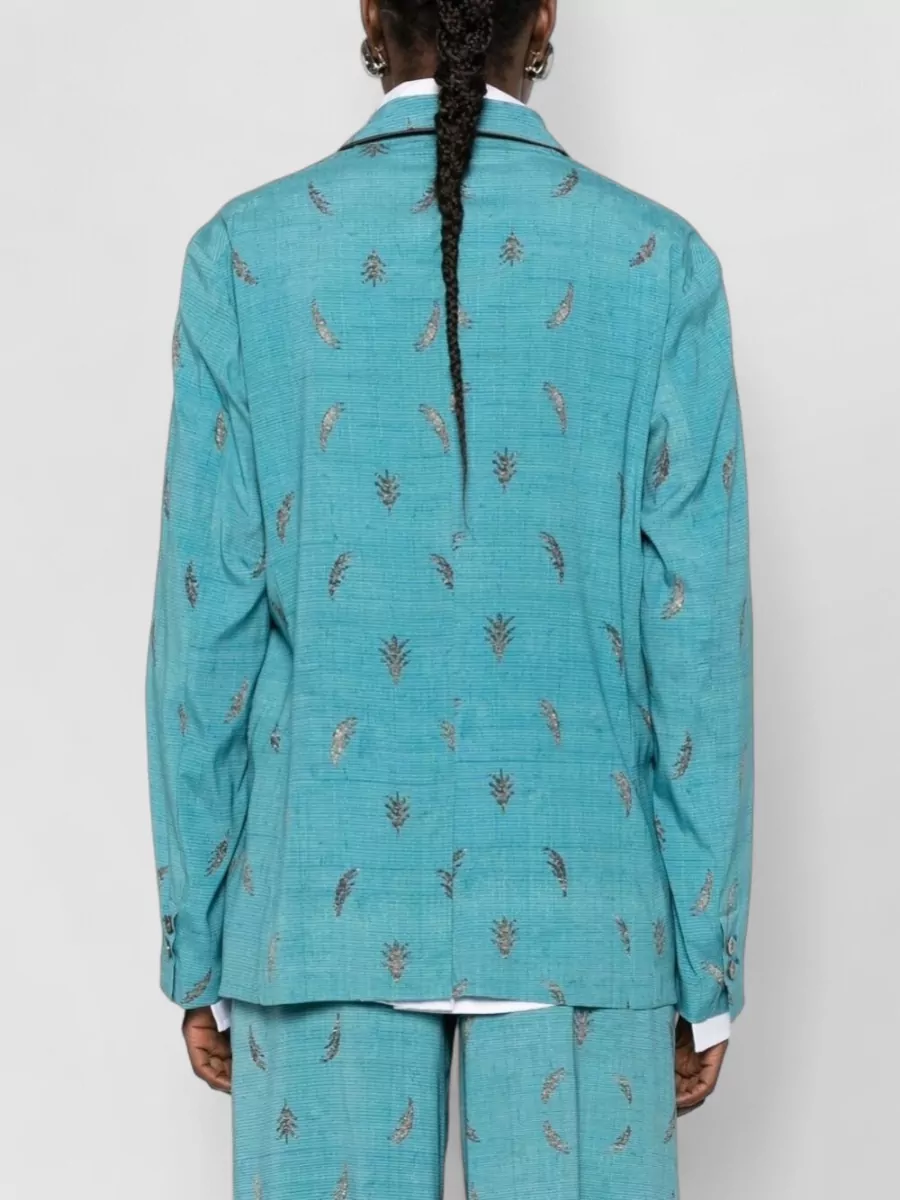 Pierre Louise Mascia Silk Double Breasted Jacket Patterned Design