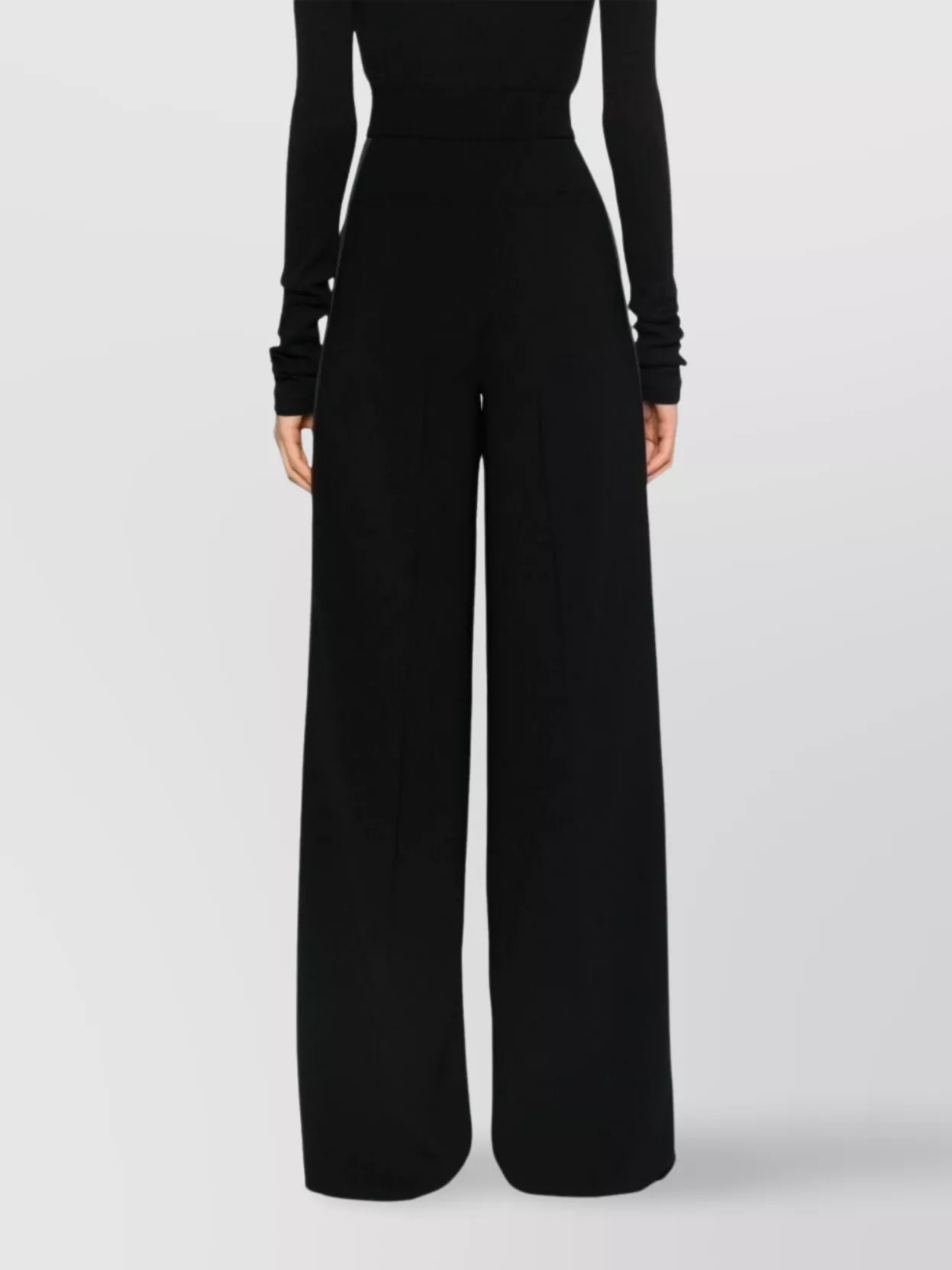 Max Mara High Waist Wide Leg Trousers With Satin Stripe