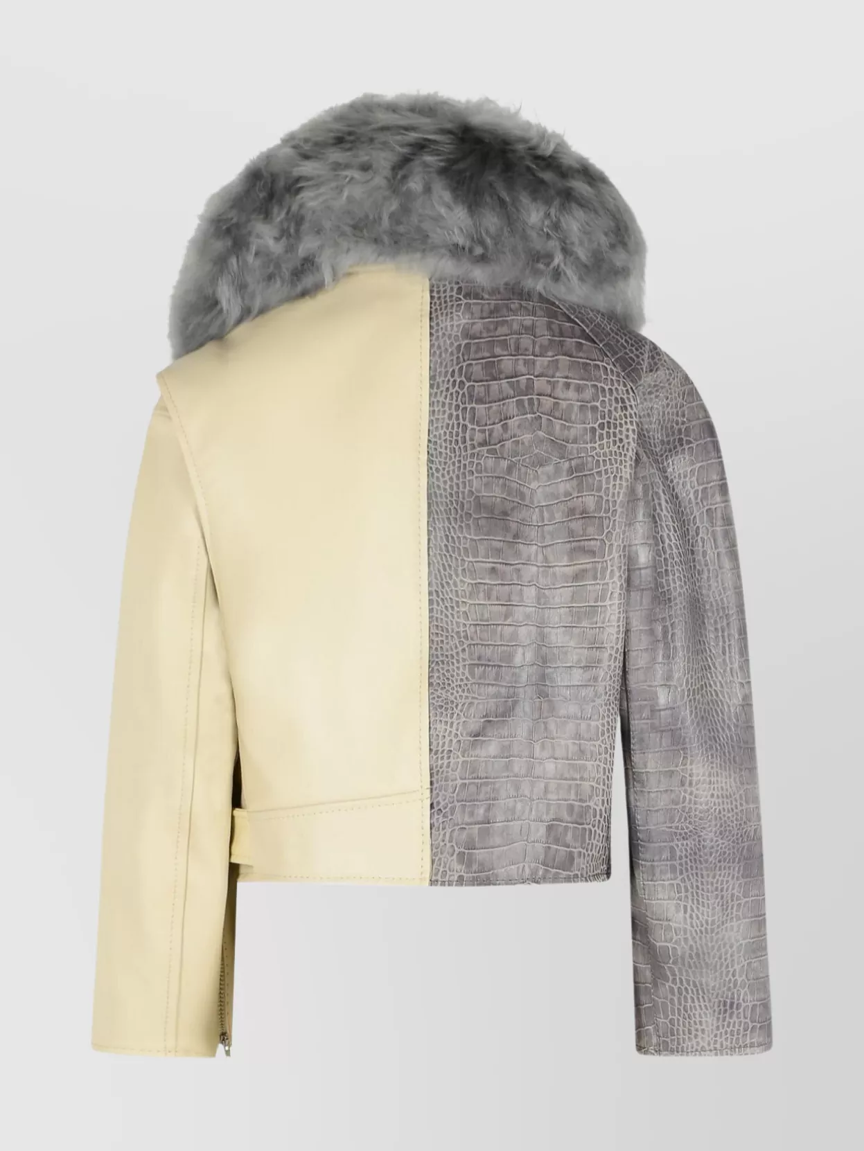 Marni Asymmetric Crocodile Texture Jacket Belt In Neutral