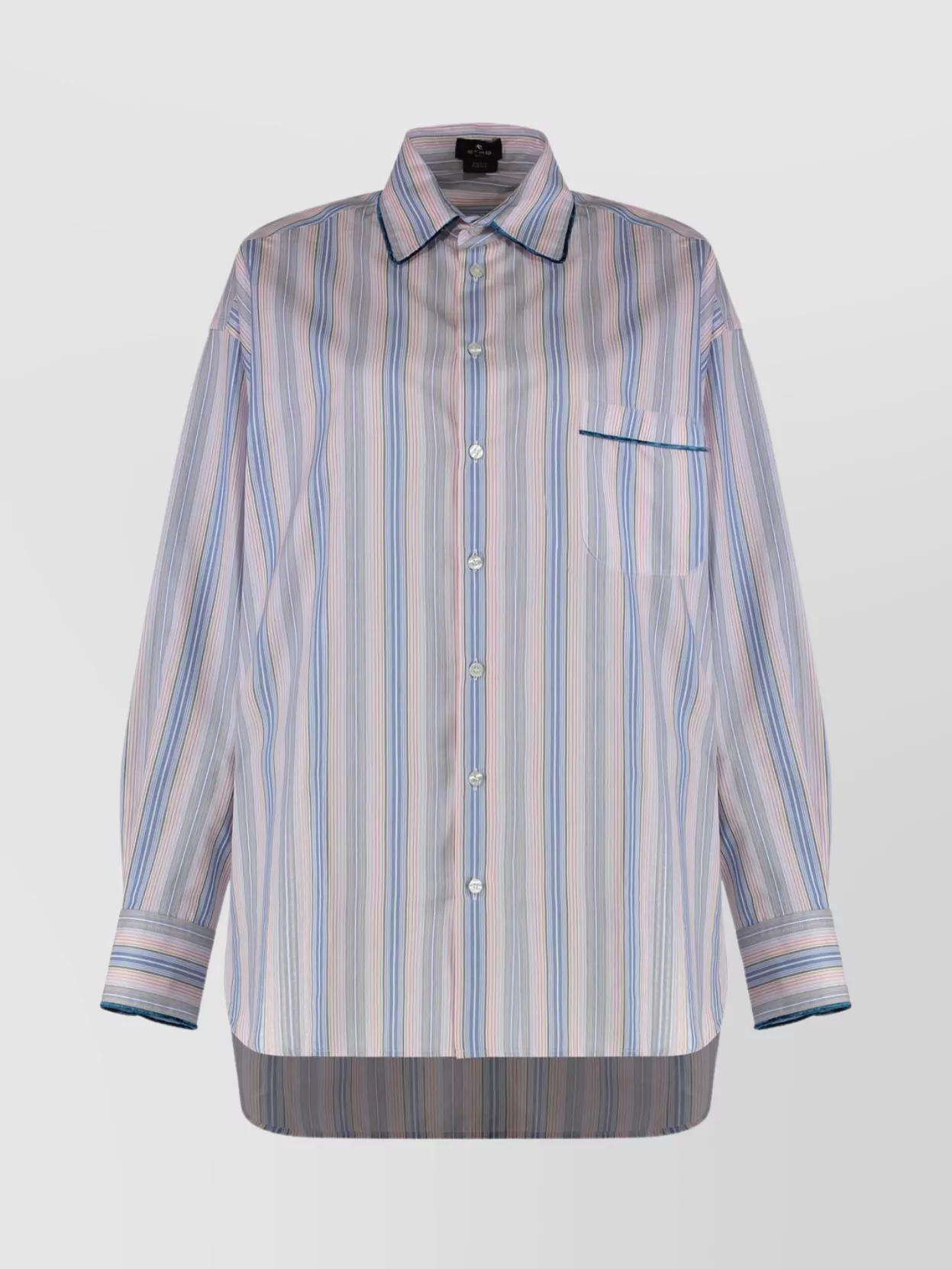 Etro Striped Shirt With Long Sleeves And Collar In Blue