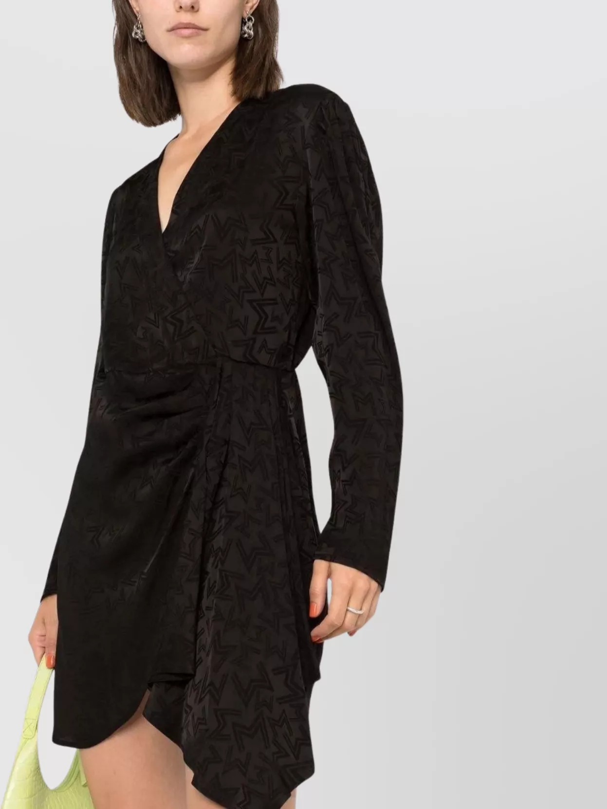 Msgm Monogram Print Wrap Design Asymmetric Hem Dress