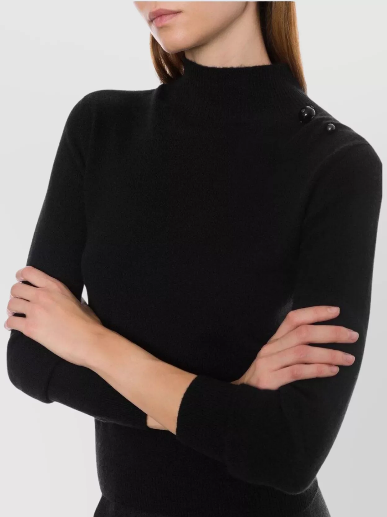 Alberta Ferretti Mock Neck Long Sleeve Knitwear With Buttons