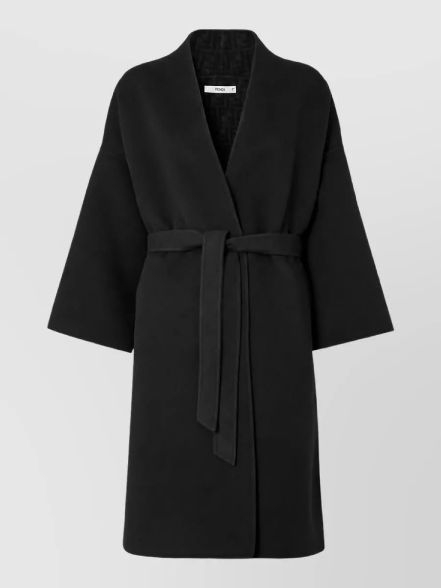 Fendi wool belted midi coat