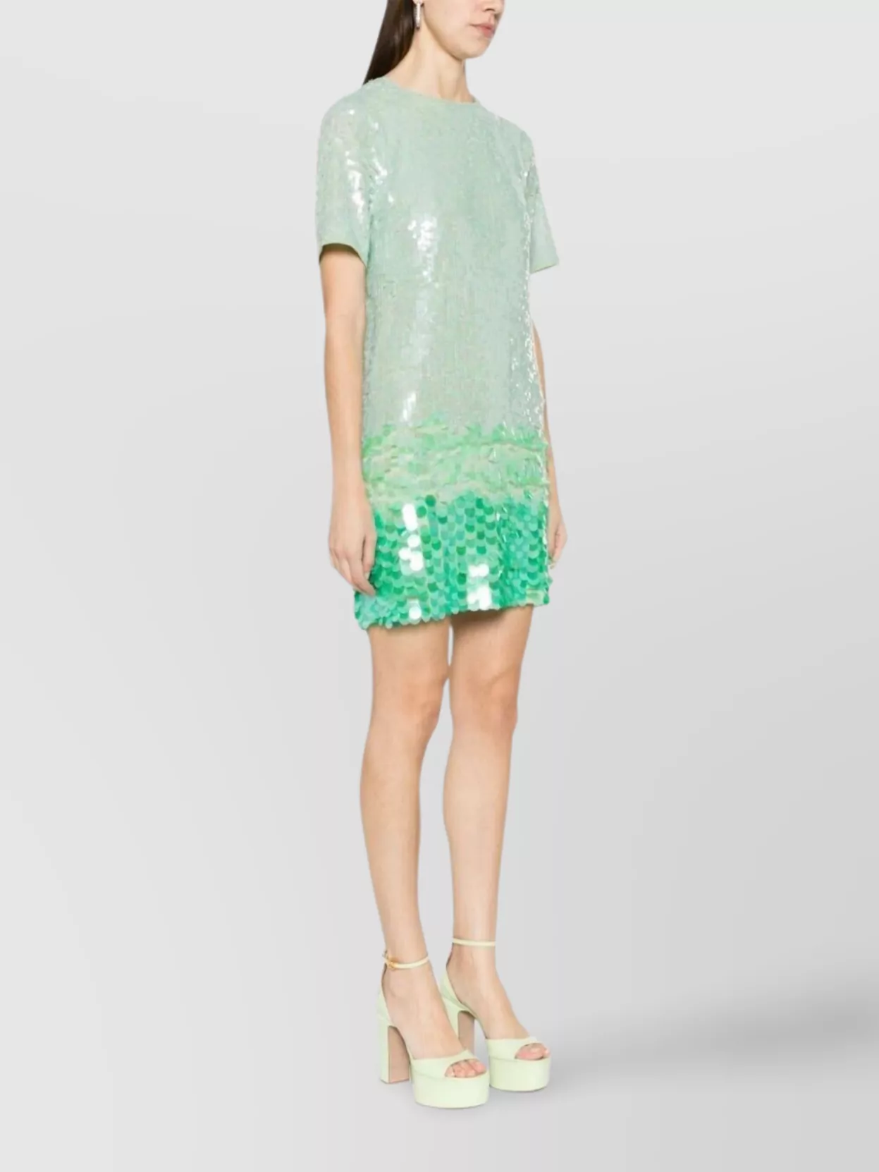 P.a.r.o.s.h Mini Dress With Sequin Embellishment And Straight Hem In Green