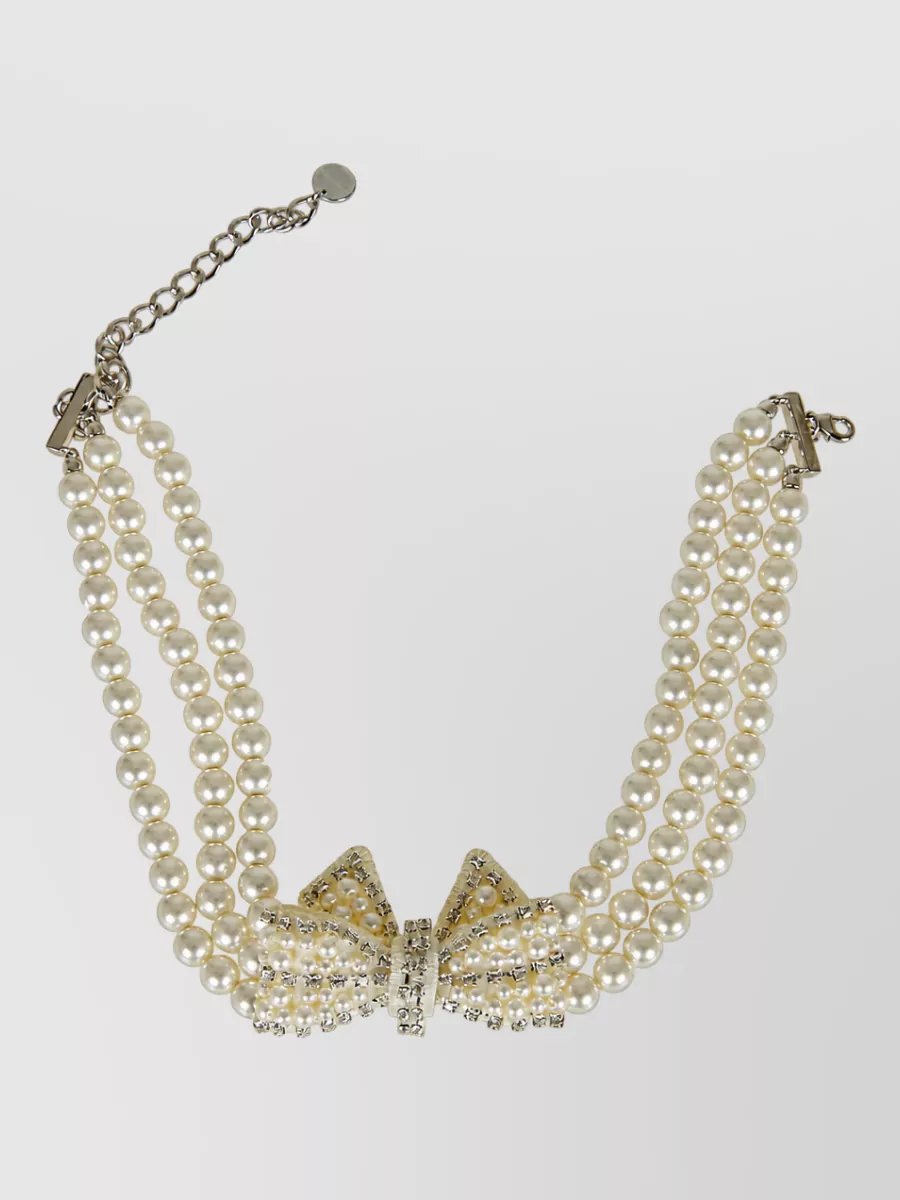 Self-Portrait satin bow necklace