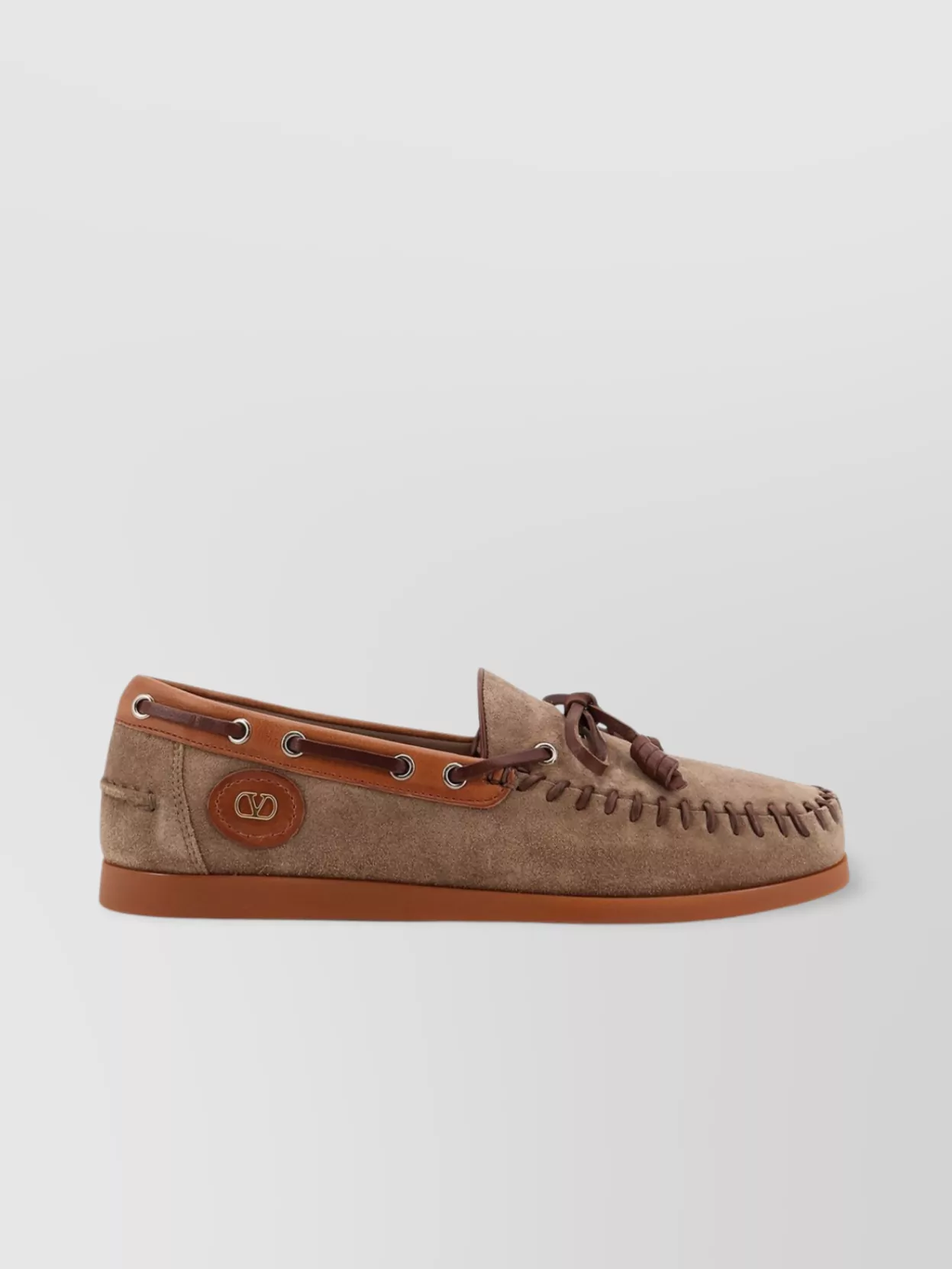 Valentino Palm Avenue Suede And Leather Loafers In Brown