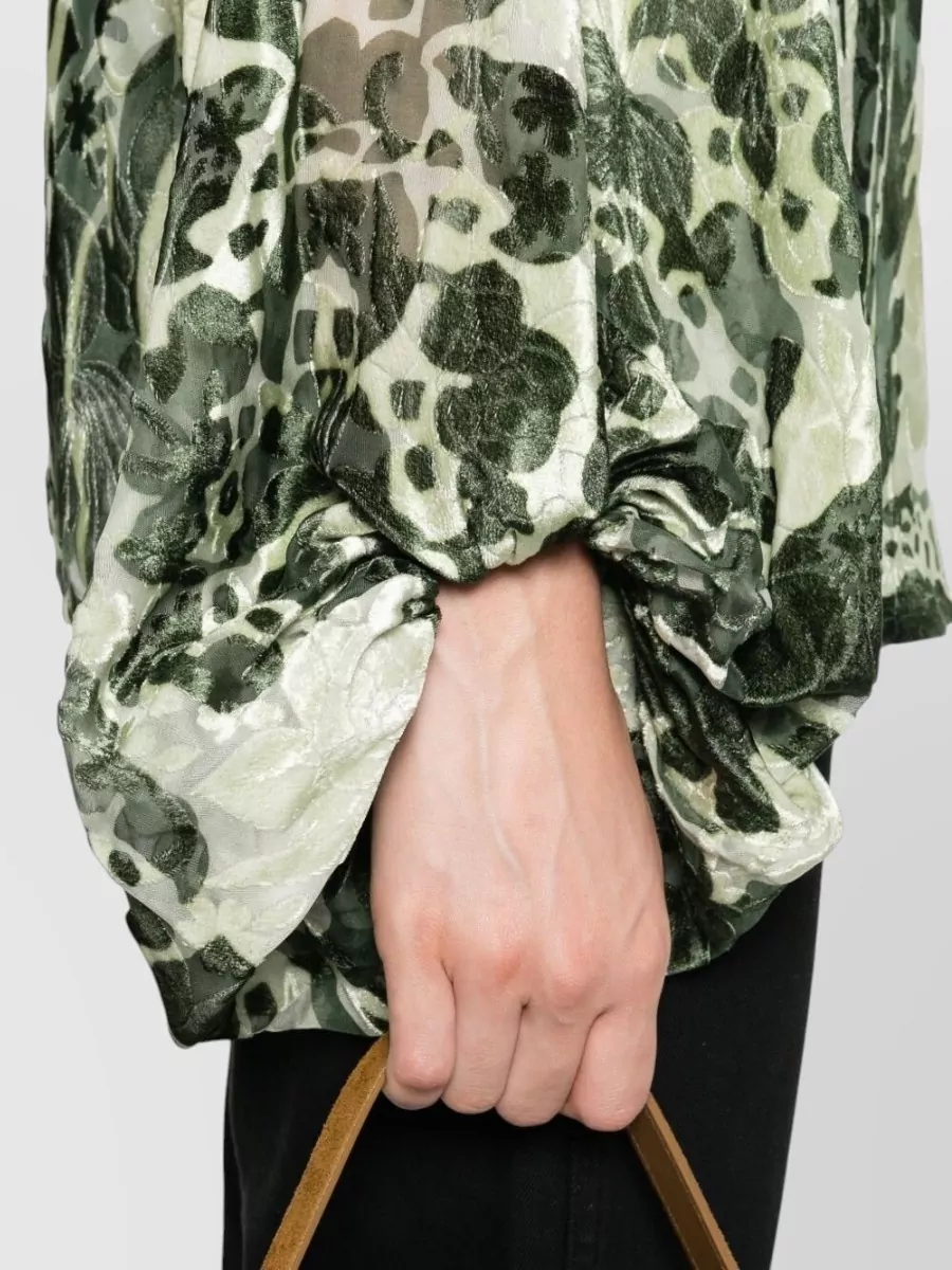 F.r.s For Restless Sleepers Silk Floral-Print Tie-Neck Blouse