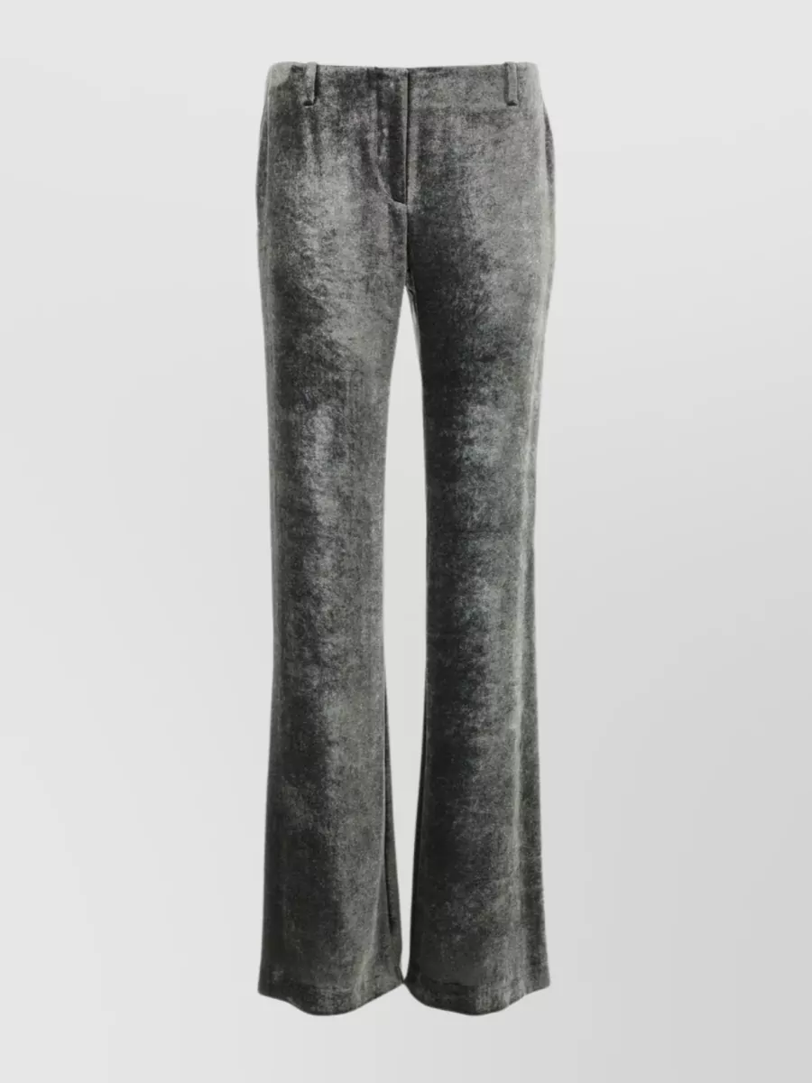 Shop Alberta Ferretti Opulent Wide-leg Velvet Pant With Belt Loops In Black